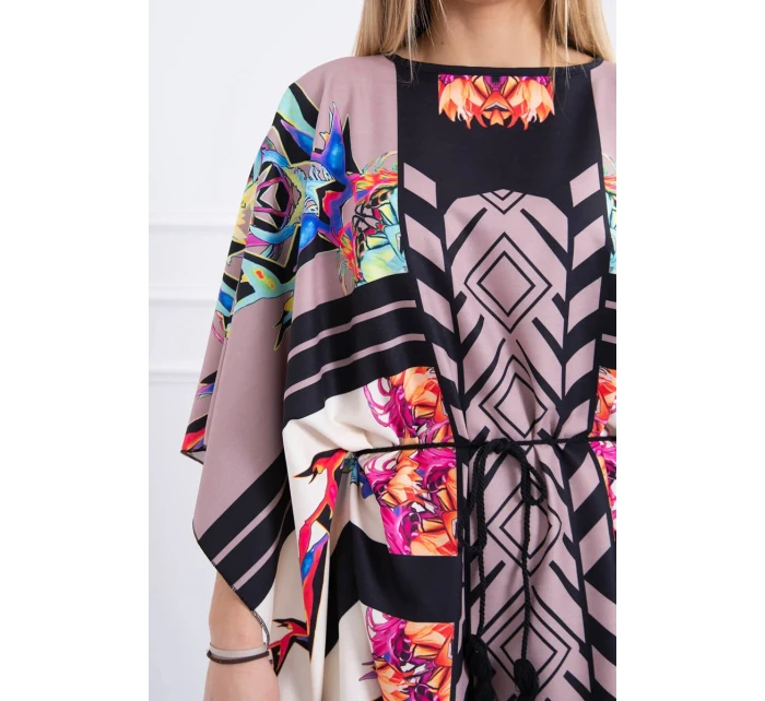 Netopýří šaty vázané v pase cappuccino Netopýří šaty vázané v pase cappuccino