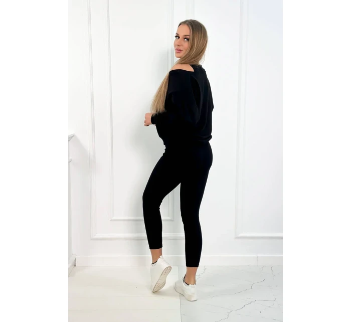 3-dílná sada mikina + top + legíny černá