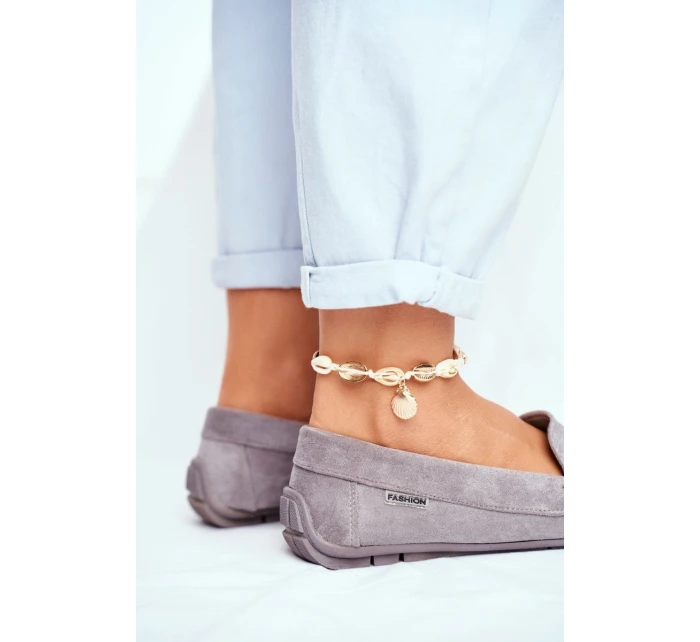 Dámské Semišové Mokasíny Šedé model 21527878 - EVENTO