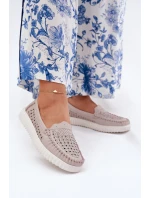 Kožené Dámské Mokasíny S  Béžové model 21691912 - VINCEZA