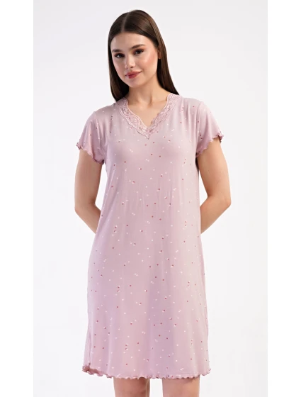 Dámská noční košile s krátkým rukávem model 21290625 - Vienetta Dámská noční košile s krátkým rukávem model 21290625 - Vienetta