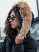 Dámská prošívaná bunda s kožešinou černá FashionStreet TY4577