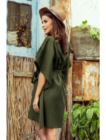 SOFIA - Dámské motýlkové šaty v khaki barvě 287-13