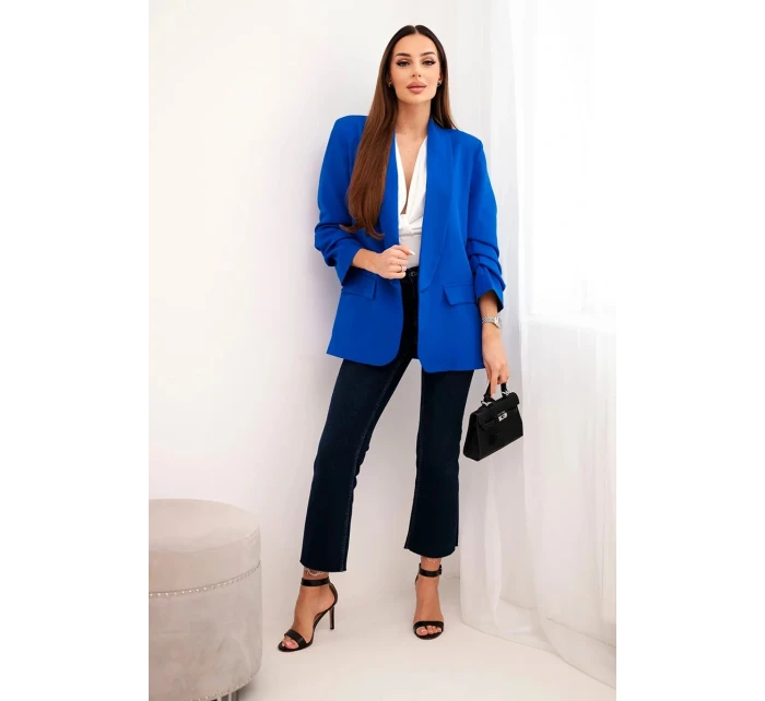 Bunda s klopou elegantní chrpově modrá