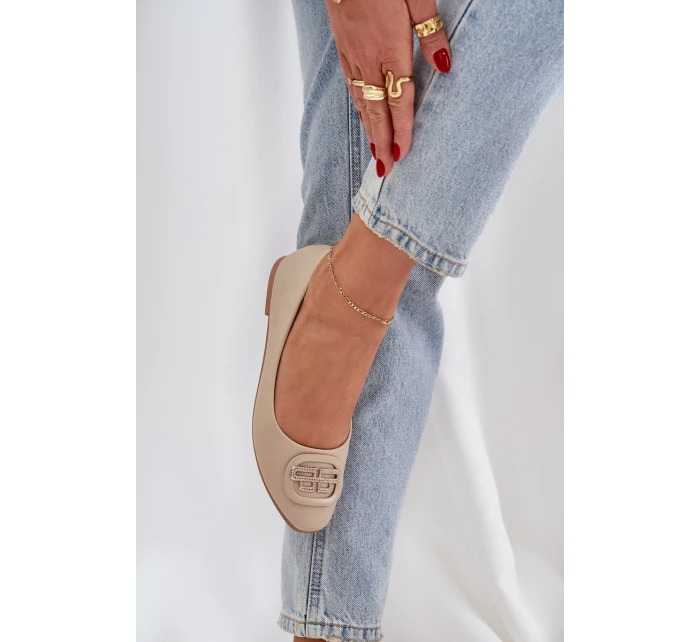 Baleríny Na Ploché Podešvi S Ozdobou Béžové model 21684319 - Boto