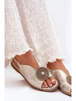 Lesklé Dámské Sandály S Dekorativním Detalem model 21691490 Zlaté - S.Barski Lesklé Dámské Sandály S Dekorativním Detalem model 21691490 Zlaté - S.Barski