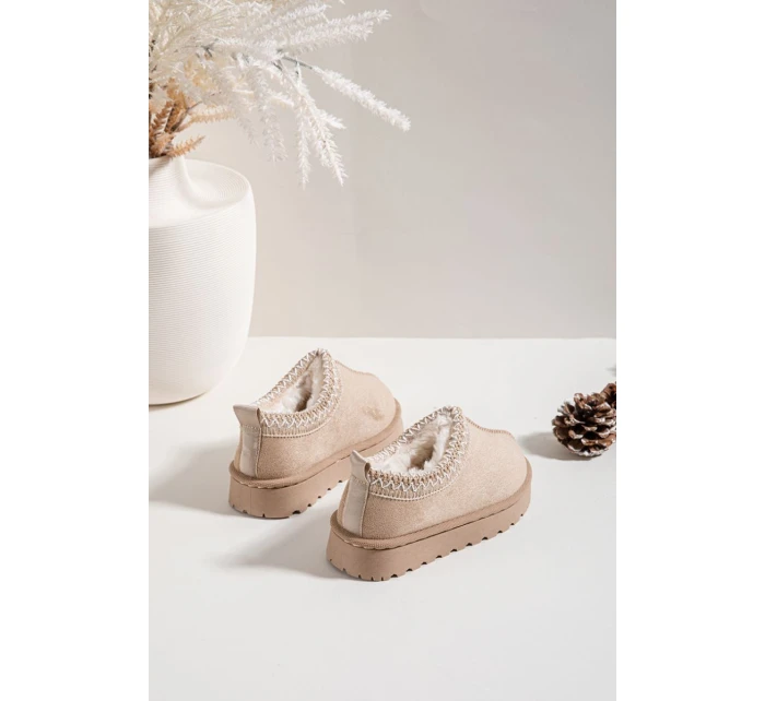 Dětské sněhule s výšivkou Prina – béžové Dětské sněhule s výšivkou Prina – béžové