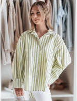 Dámské oversize tričko s prodlouženým zadním dílem SAMONE v zeleno-bílých pruzích FashionStreet DY0460