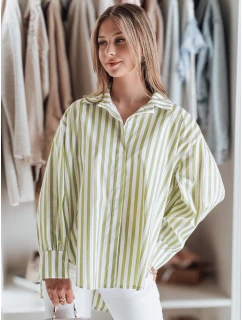 Dámské oversize tričko s prodlouženým zadním dílem SAMONE v zeleno-bílých pruzích FashionStreet DY0460