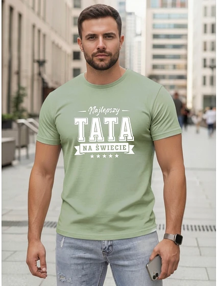 Tshirt męski z nadrukiem dla bawełniany zielony model 22217722 - FashionStreet