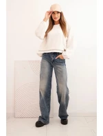 Dámská mikina s ozdobným model 21336082 na spodní části ecru - K-Fashion