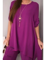 Komplet bluzka + spodnie s přívěskem lilkový