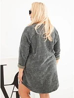 Dámské šaty Plus Size manšestrové s volným střihem khaki Dámské šaty Plus Size manšestrové s volným střihem khaki