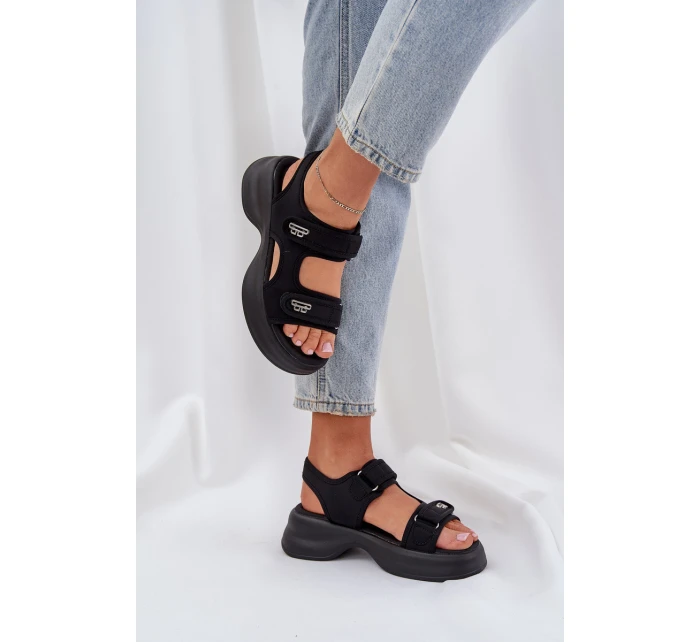 Textilní Lehké Sandály Na Platformě Černé model 21684788 - Boto Textilní Lehké Sandály Na Platformě Černé model 21684788 - Boto