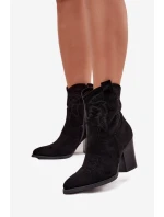 Dámské kovbojky na podpatku Eko semiš Černé model 21714706 - Boto Dámské kovbojky na podpatku Eko semiš Černé model 21714706 - Boto