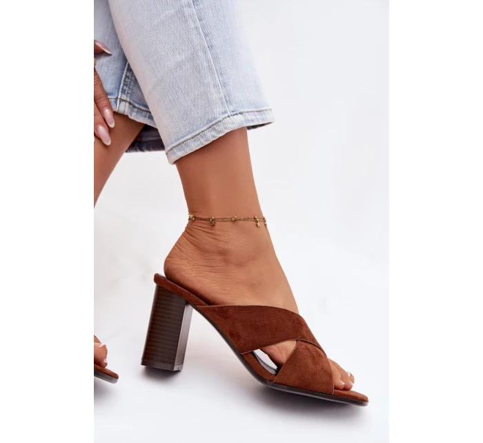 Dámské sandály na podpatku hnědé Denessa