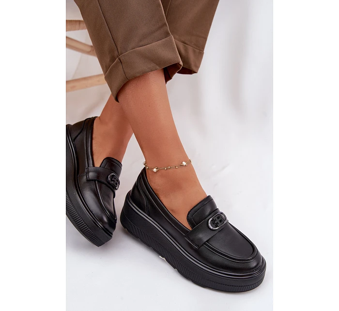 Kožené dámské mokasiny na platformě Vinceza 39974 Černé
