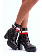 Masivní Kůže Boty Na Sloupku Černé Adrijana Masivní Kůže Boty Na Sloupku Černé Adrijana