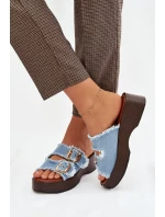 Dámské pantofle na platformě 100-486 Jeans modrá s černou - Joalice Paris Dámské pantofle na platformě 100-486 Jeans modrá s černou - Joalice Paris