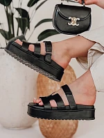 Dámské žabky na suchý zip PLATFOR black FashionStreet ZY0867