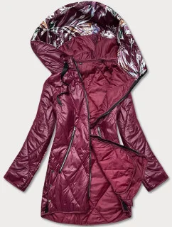 Dámská bunda ve vínové bordó barvě s ozdobnou kapucí model 18013436 - S'WEST