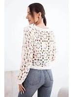 Dámský letní krajkový svetr s knoflíky a dlouhým rukávem černý