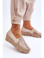 Kožené tenisky na klínku Maciejka 5814A-10 Béžová