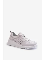 Dámské lodičky na klínku z přírodní kůže světle šedé S.Barski LR482