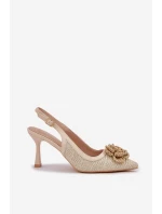 Pletené Lodičky S Odkrytou Patou Béžové Lanithra