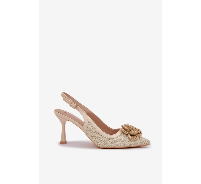 Pletené Lodičky S Odkrytou Patou Béžové Lanithra