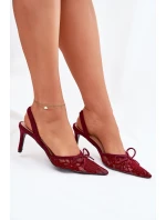 Krajkové Lodičky S Odkrytou Patou Bordové Annivirae Krajkové Lodičky S Odkrytou Patou Bordové Annivirae