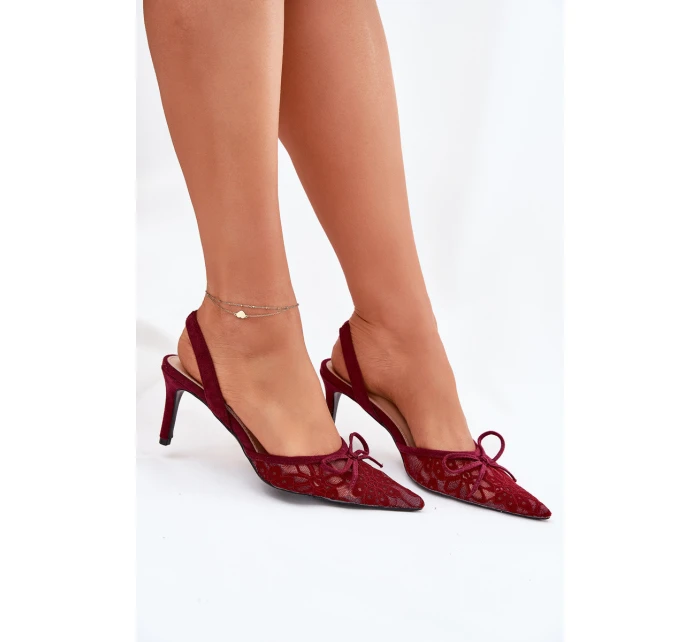 Krajkové Lodičky S Odkrytou Patou Bordové Annivirae Krajkové Lodičky S Odkrytou Patou Bordové Annivirae