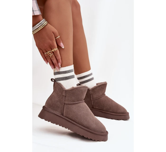 Sněhule z přírodního semiše s kožíškem model 21707916 hnědé - VINCEZA