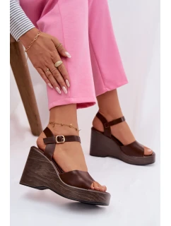 Dámské sandály na platformě Eko kůže Čokoládové model 21937495 - Boto