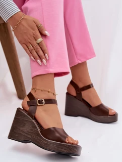 Dámské sandály na platformě Eko kůže Čokoládové model 21937495 - Boto