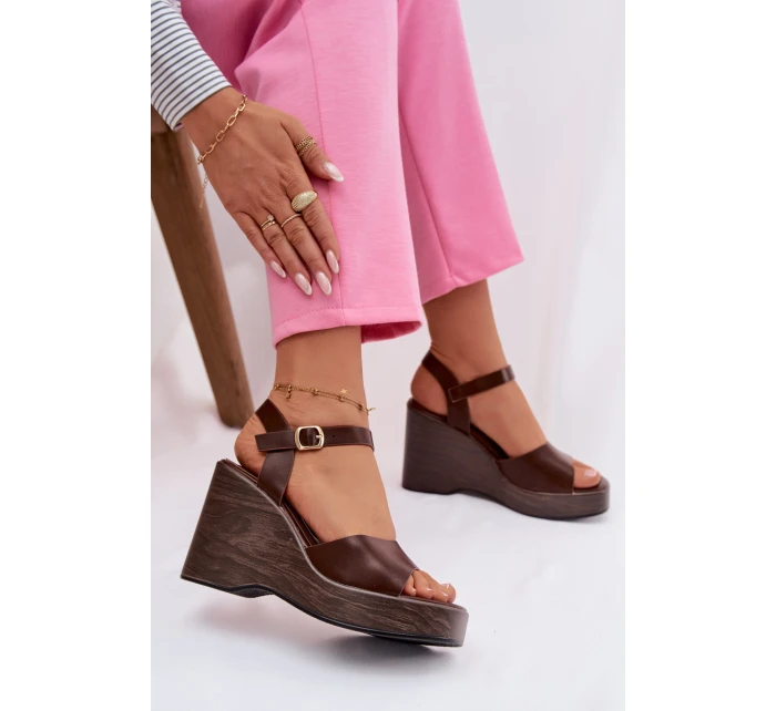 Dámské sandály na platformě Eko kůže Čokoládové model 21937495 - Boto