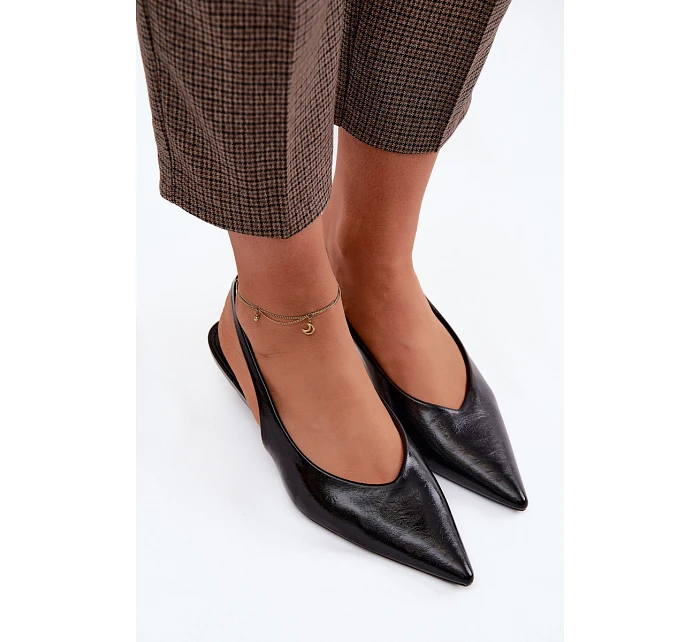 Lakované dámské sandály z umělé kůže na podpatku Černé Averelle