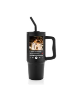 Cestovní termoska s barevným víčkem s vlastním odkazem na oblíbenou písničku