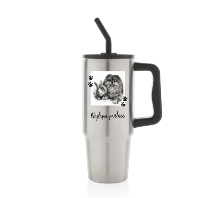 Personalizovaná termoska s barevným víčkem - fotografie s mazlíčkem Personalizovaná termoska s barevným víčkem - fotografie s mazlíčkem