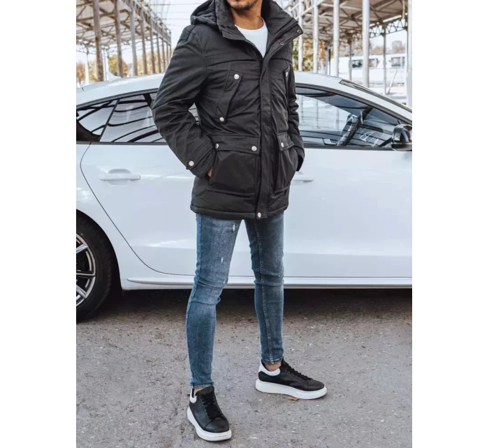 FashionStreet tmavě šedá pánská zimní bunda TX4282