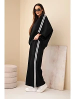 Dámský viskózový komplet máslový s širokými nohavicemi a volnou blůzou černý Dámský viskózový komplet máslový s širokými nohavicemi a volnou blůzou černý