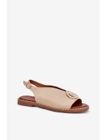 Ploché elegantní sandály s ozdobou béžové Iseliria Ploché elegantní sandály s ozdobou béžové Iseliria