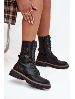 Dámské workery s ozdobným detailem zateplené černé model 21712837 - Boto