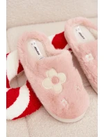 Kožešinové pantofle s květinami Růžové Selinne Kožešinové pantofle s květinami Růžové Selinne
