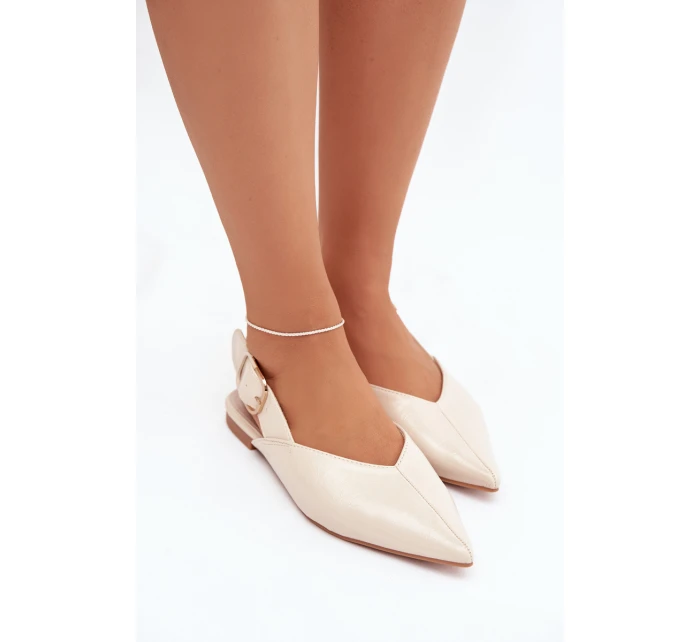 Lakované baleríny s přezkou béžové Rinalle