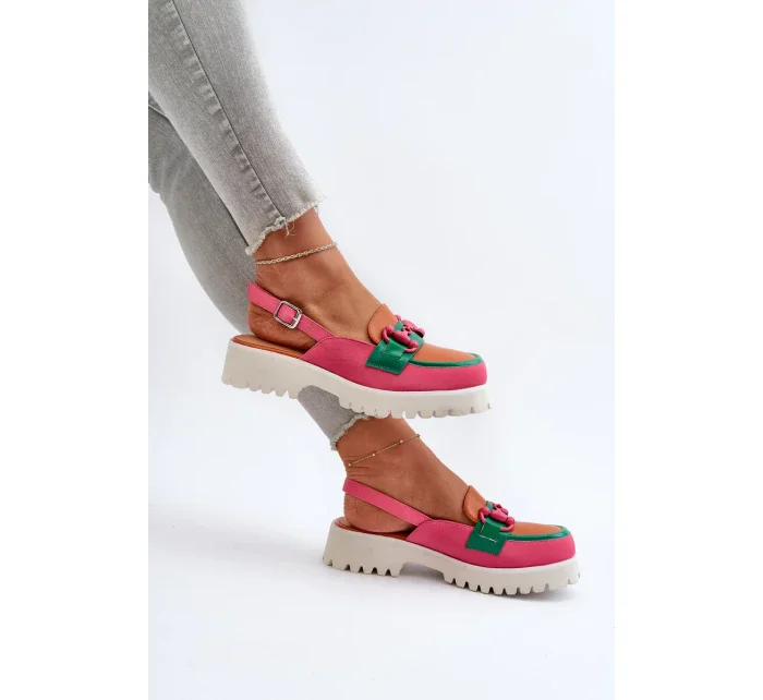 Dámské sandály na plochém podpatku s ozdobou oranžová D&A Dámské sandály na plochém podpatku s ozdobou oranžová D&A