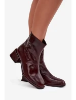 Dámské kožené botky na podpatku D&A, zateplené – bordó Dámské kožené botky na podpatku D&A, zateplené – bordó