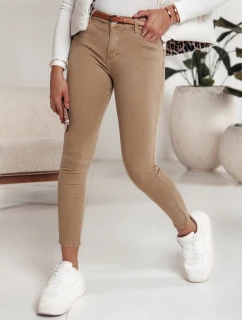 Dámské džínové kalhoty s páskem v béžové barvě model 21981126 - Dstreet