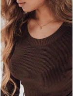 Dámský žebrovaný svetr hnědý Dstreet model 21990951 - FashionStreet