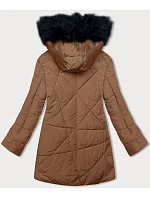 Dámská zimní bunda v karamelové barvě s kožešinou model 21246621 - MELYA MELODY Dámská zimní bunda v karamelové barvě s kožešinou model 21246621 - MELYA MELODY